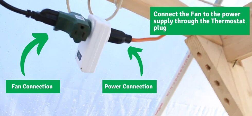plugining DIY Greenhouse Ventilation System to the power supply
