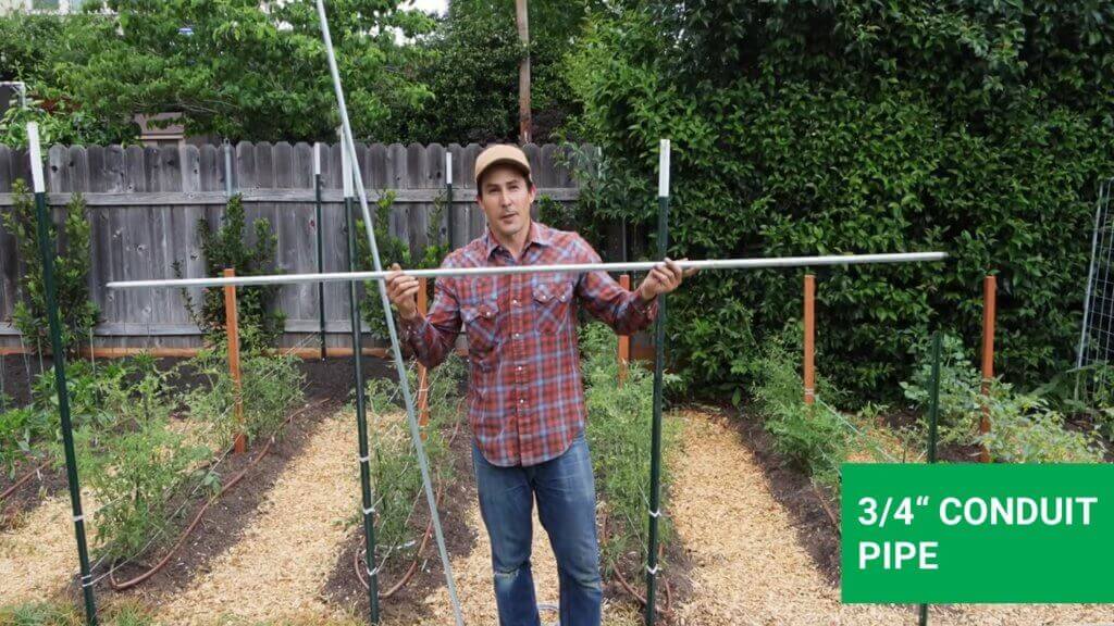 This is conduit pip and it is used as the outline of our greenhouse trellis