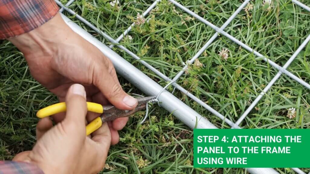 using a wire for connecting the livestock fence to the frame