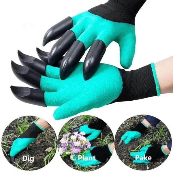 Dig with Ease Garden Claw Gloves with Built-In Digging Claws (2)